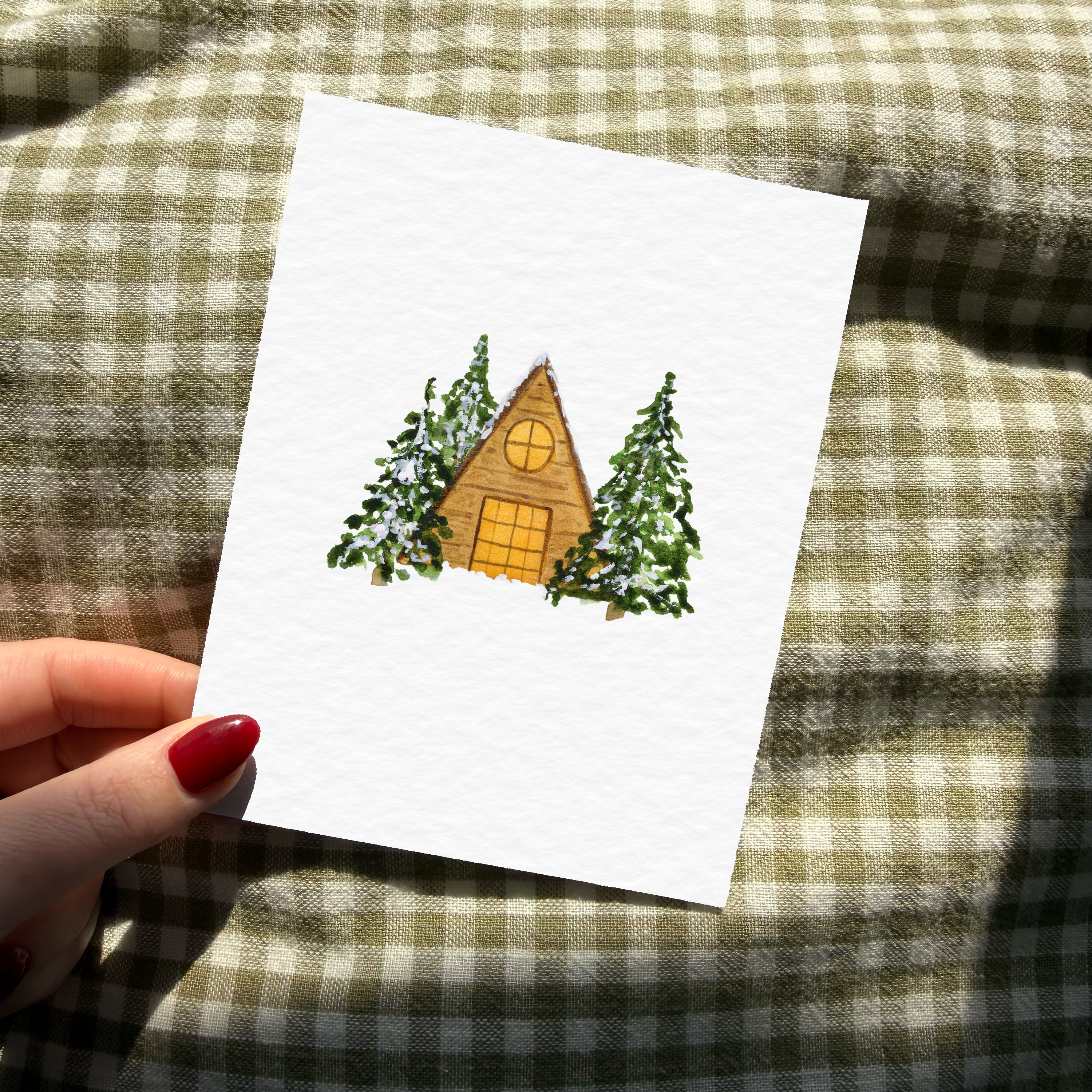 Snowy Cabin Card